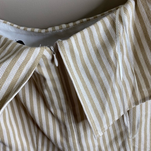 Sugar Lips khaki and white striped off the shoulder romper - Picture 7 of 14
